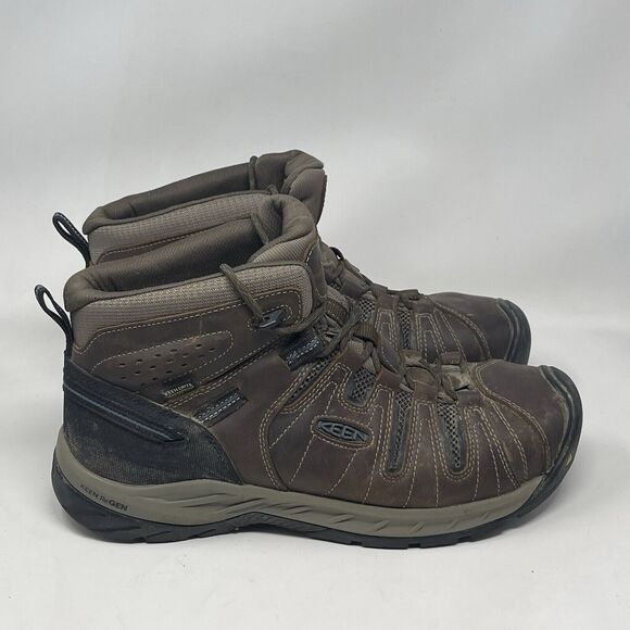 Keen Utility Flint Mid Steel Toe Boots Mens 13 D Brown Leather Work Hiking - Picture 3 of 16